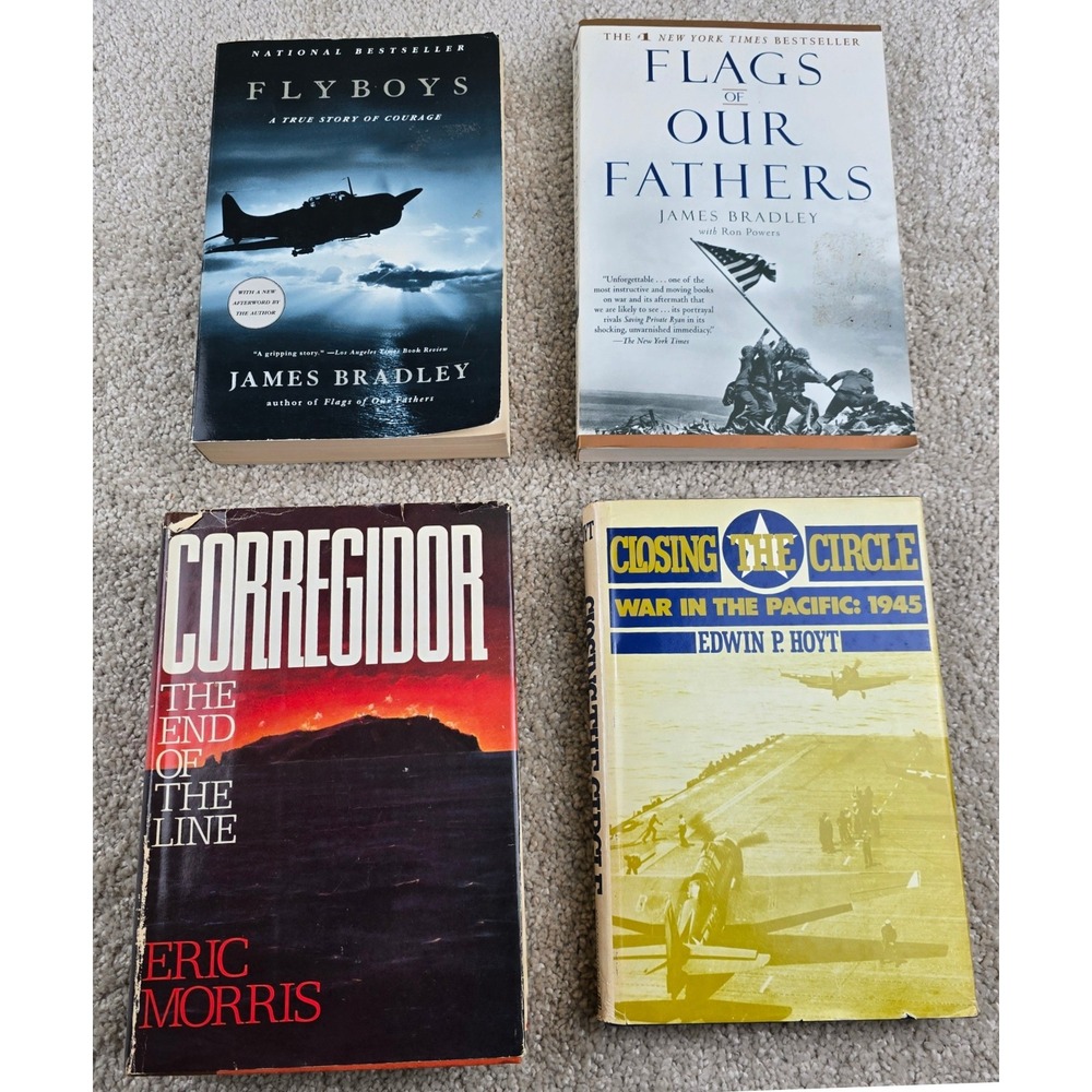 WWII Pacific War History Book Lot 4 Iwo Jima Corregidor Flyboys Flags Fathers